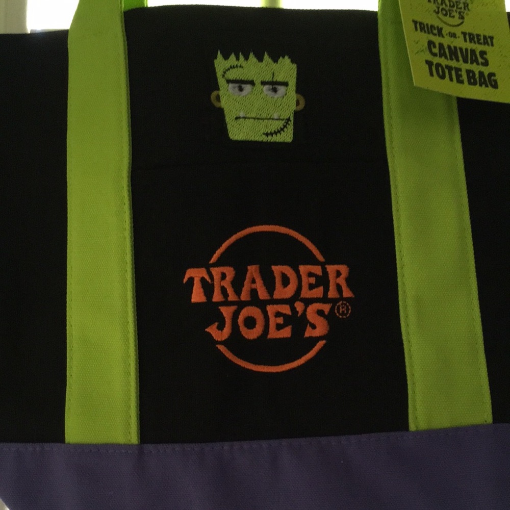 Black and Green Canvas Tote Bag - Halloween Design